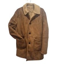 Cappotto soprabito uomo Lauren Ralph Lauren finto shearling 38R cammello scuro vestibilità classica