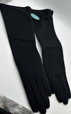 VTG Van Raalte black all nylon gloves 14  flexables one size unworn with tags