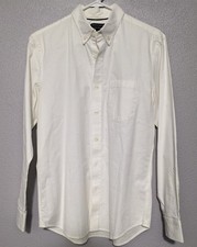 Banana Republic Men's Small Off-White Oxford Button Down Standard Fit Shirt NEW