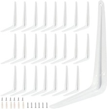 24 Pack 8 x 10 Inch White Shelf Brackets Heavy Duty L Bracket Support with 14...
