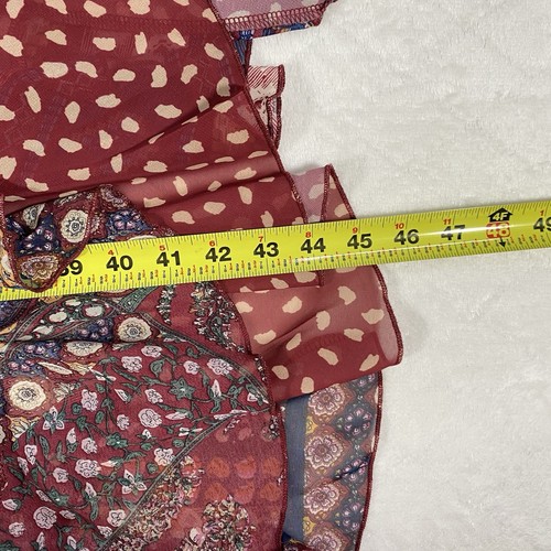 Grace & Emma Boho offene Strickjacke Staubtuch Patchwork transparent Glockenärmel Festival S/M - Bild 7 von 7