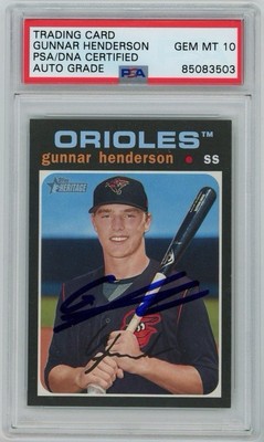 Gunnar Henderson Signed 2020 Topps Heritage Minors Rookie Card PSA *GEM 10 AUTO*