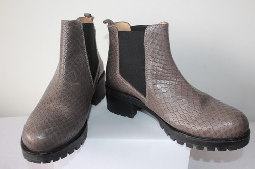 Pedro Anton Mujer Cuero Taupe Estilo Chelsea Botines Tacón Bloque Talla 37 - Imagen 2 de 11