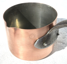 Vintage 3.9inch French Copper Saucepan Marked Pouring Pan Great Tin Lining