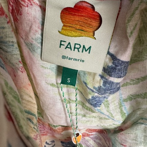 Farm Rio Größe S Ara Blätter Cutout Taille eine Schulter Leinenmischung Kleid $ 165 - Bild 7 von 11