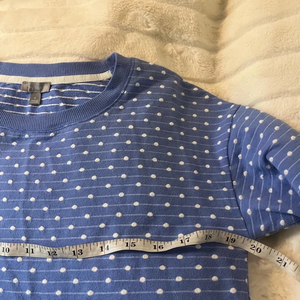 Suéter informal T by Talbots S azul púrpura blanco punto rayas preppy ligero oficina Foto 3 de 4