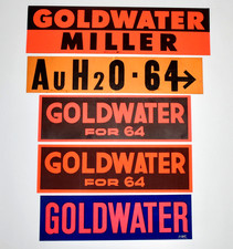 Lot of 5 Barry Goldwater  Miller AuH2O 1964 Political Bumper Stickers Original