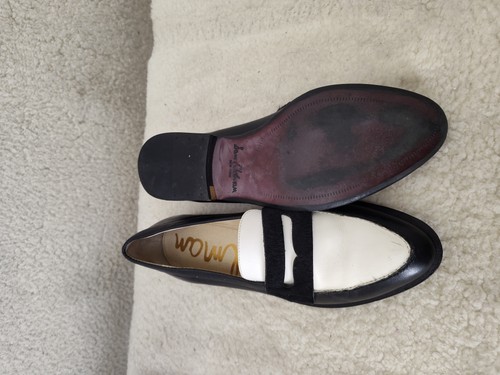 Sam Edelman Womens Flats 6M Black White Leather Slip On Penny Loafers Shoes - Picture 8 of 18