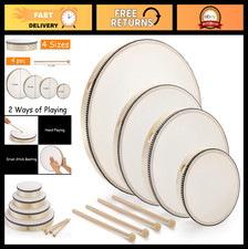 4 Pack Hand Drums Set - 12" 10" 8" 6" Wooden Percussion Instruments with Sticks