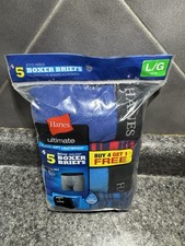 New Hanes Ultimate Boys Super Soft Lightweight 5-Pack Boxer Briefs Size L 14-16