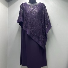 R M Richards Sequin Dress 10 Plum Purple Formal Evening Mother Bride Knee Length