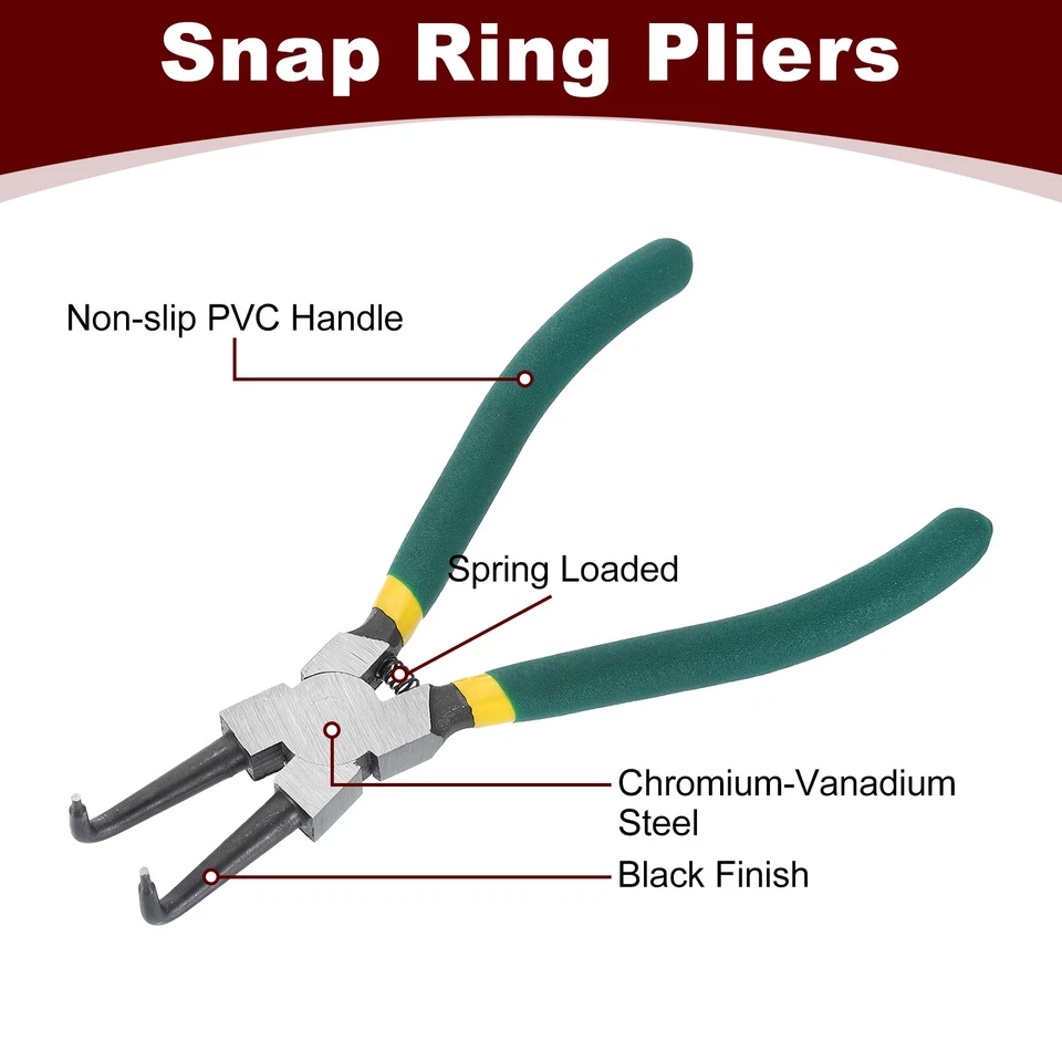 4pcs Snap Ring Plier Set 5" Internal/External Pliers with Straight/Bent Jaw - Image 4 of 4