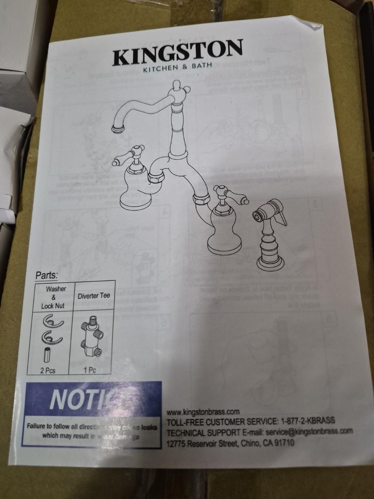 Kingston KS7758ALBS English Country Brushed Nickel Two-Handle Kitchen Faucet 