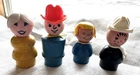 Vintage Fisher Price Little People Lot of 4 Wood Figures Teacher Girl Cowboy