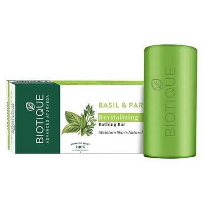 Biotique Basil Parsley Ayurvedic Soap Bar 150g | pH Balanced | All Skin Types
