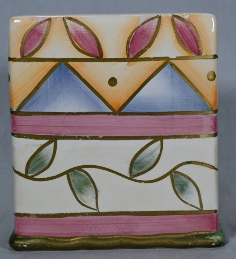 Cubierta de pañuelo pintada a mano Wamsutta pastel y lona dorada 6" X 6" X 6" Foto 3 de 4