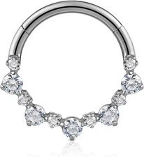 1PC ASTM F136 Titanium Nose Ring Hoop 16G 8Mm 10Mm for Daith, Septum