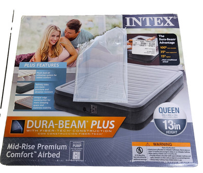Ultimate Comfort and Durability! INTEX Deluxe Queen Air Mattress - Grey