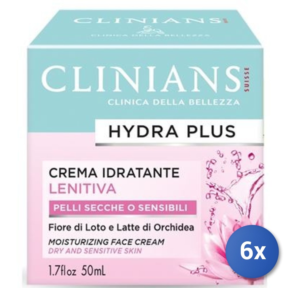 Bundle Risparmio 6x Clinians Hydra Plus Crema Viso 50ml Idratante