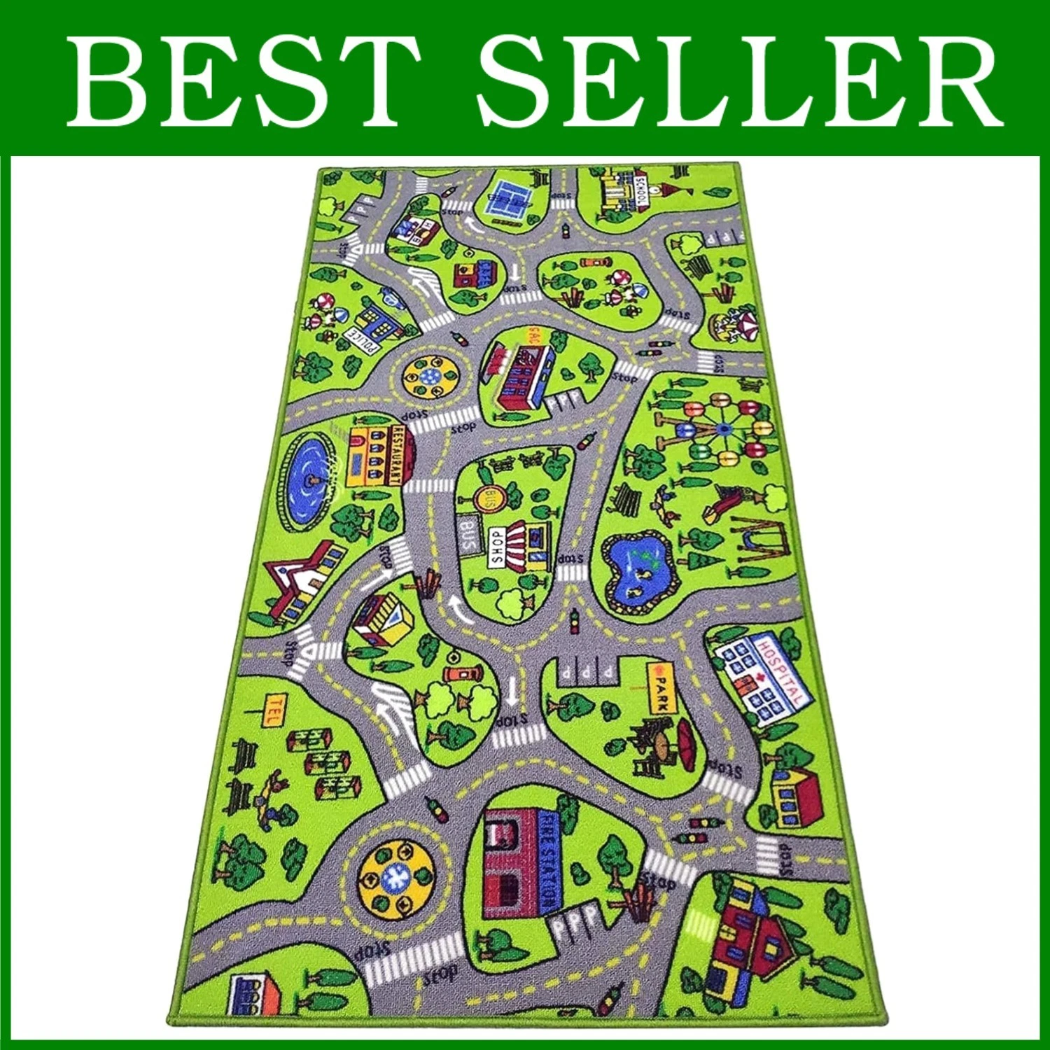 Large City Playmat for Kids - 71” x 39” Educational Rug