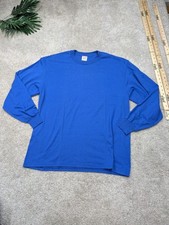 Jerzees Shirt USA MADE Men XL Extra Large Blue Crew Neck Heavyweight Long Sleeve
