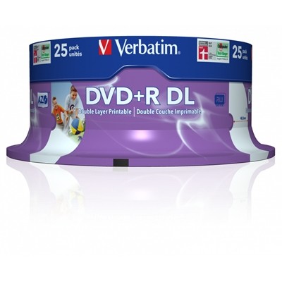 Verbatim 43667 DVD+R Double Layer 8,5 GB 8-fach breit bedruckbar 25er-Pack Spindel ohne Ausweis