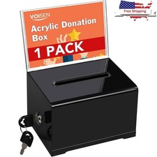 Caja de donación de acrílico con soporte para letrero de bloqueo rifa sugerencia votación recaudación de fondos nueva
