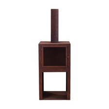 Glow Jasper Outdoor Fire Place Chimenea W/ Wood Storage & Pedestal Base 150cm