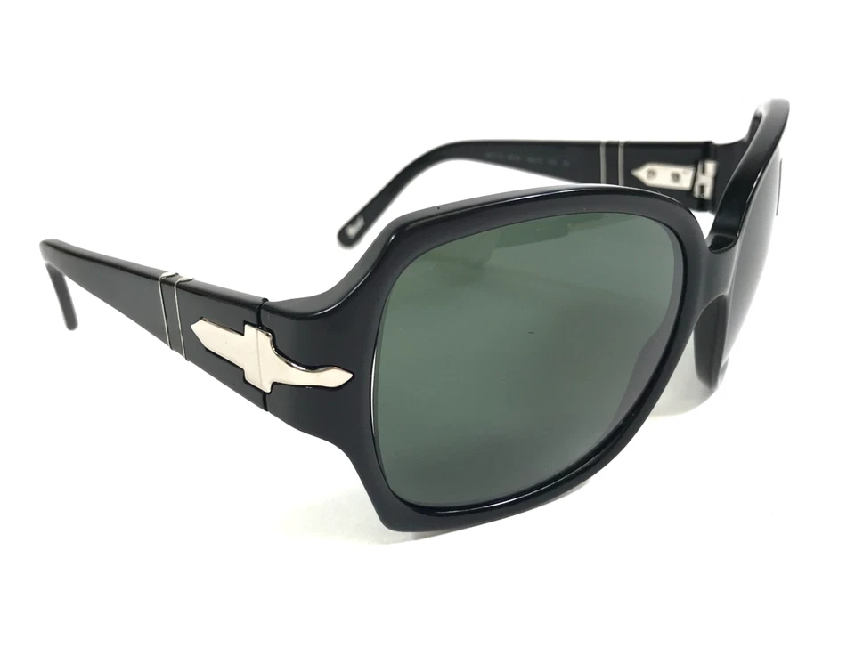 Gafas de sol Persol 2917-S 95/31 pulidas negras mariposa con lentes de vidrio verde Foto 2 de 4