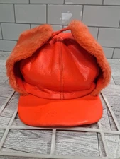 Vintage Blaze Orange Kmart Insulated Hunting Hat Ear Flaps Large