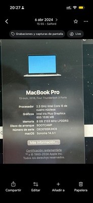 Apple MacBook Pro 13'' 2018 - Touch Bar - i5 2,3GHz - 4 TB3 Anschlüsse - ERSATZTEILE/REPARATUR