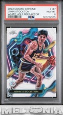 2023-24 Topps Chrome Cosmic #147 John Stockton White Hole Refractors PSA 8