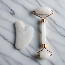 Ensemble rouleau facial en quartz rose de haute qualité et gua sha | outil de...