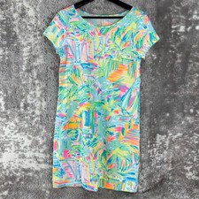 Lilly Pulitzer Size S Pima Cotton Abstract Tropical Colorful Mini Shirt Dress