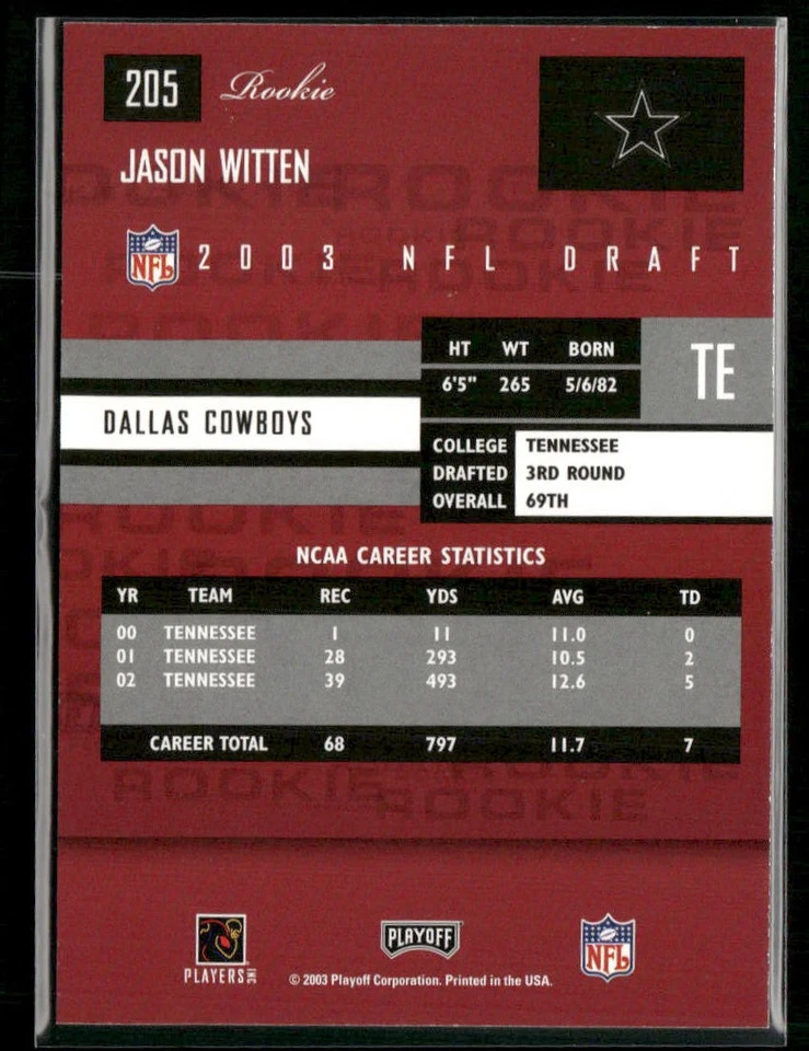 2003 Playoff Prestige #205 Jason Witten - Image 2 of 2