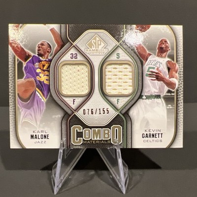 KARL MALONE KEVIN GARNETT DUAL JERSEY #d/155 2009 10 UD GAME USED BASKETBALL