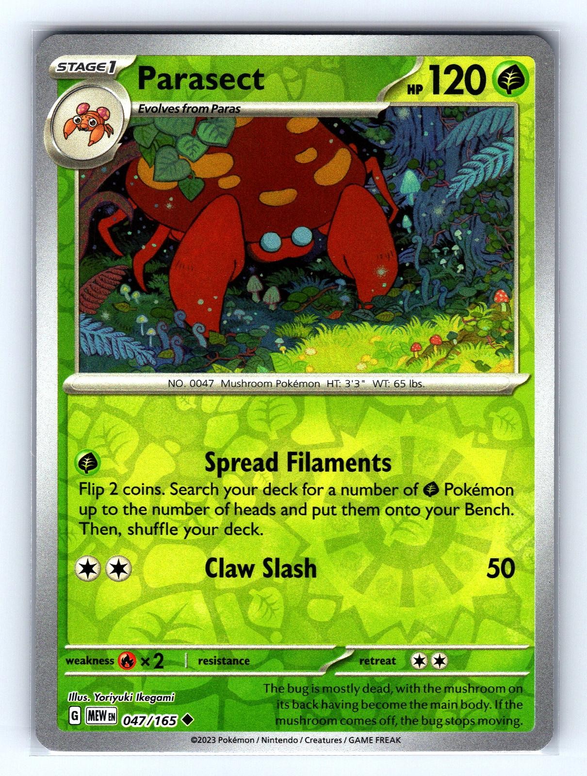 Parasect 047/165 Uncommon 151 Pokemon Reverse Holo Near Mint