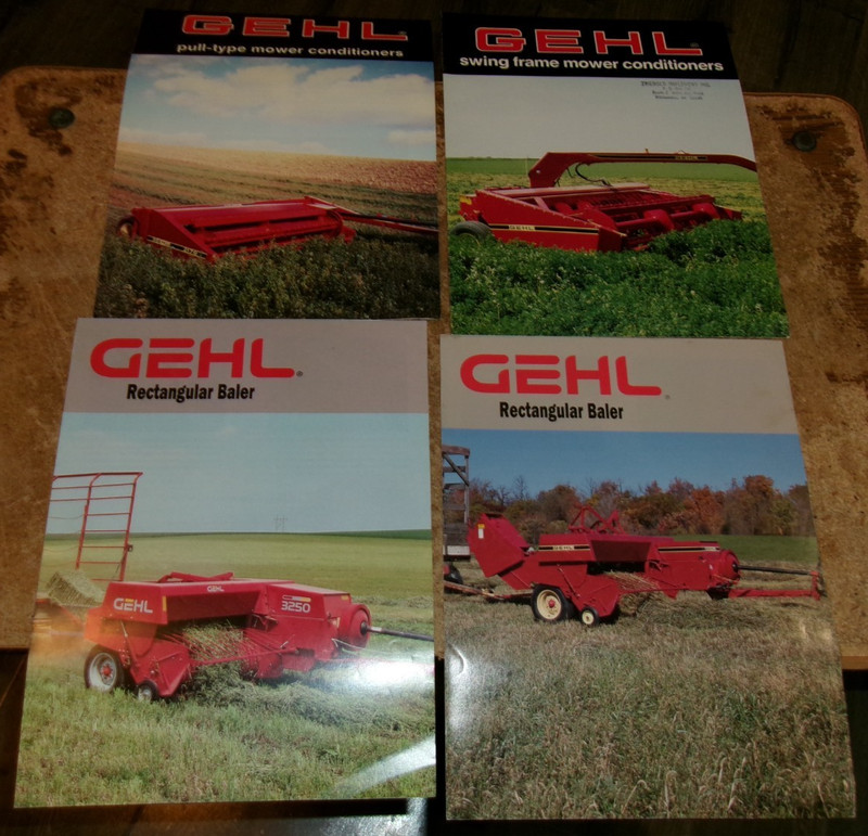 4-lot 1980's-90's gehl mower conditioners/square balers 2 page brochures used