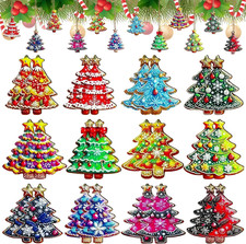 24 Pcs Double-Sided Christmas Wooden Ornaments Wood Hanging Decoration Set for C