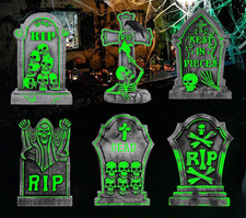 6 Pcs 17 Inch Waterproof PVC Graveyard Yard Signs,Glow in the Dark Halloween