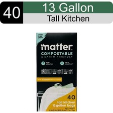 Matter Compostable  13-Gallon Tall Kitchen Trash Bags with Drawstring, 40 Count