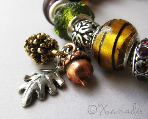Pulsera dijes europea premium Autumn Treasures - colores ámbar dorado verde ámbar otoño - Imagen 7 de 12