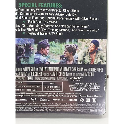 Platoon 4K UHD Limited Edition steelbook new sealed - Picture 3 of 4