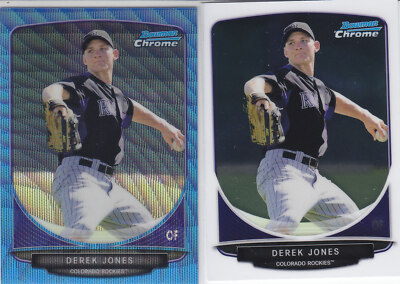 Derek Jones 2013 Bowman Chrome BCP169 Chrome Prospect Card Lot w/blue wave ref