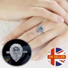 Exquisite Solitaire Teardrop Gemstone Statement Engagement Ring Size 8 (18mm) Q