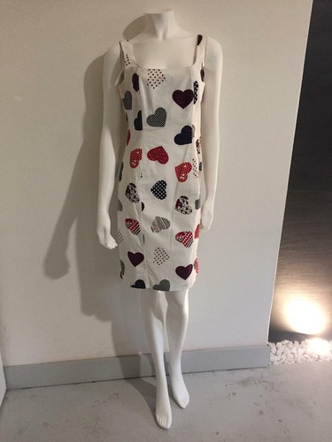 SANDRO FERRONE VESTITO IN COTONE BIANCO FANTASIA CUORI TG. 44 | eBay
