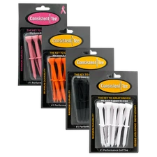 Consistent Tee 3 1/4" Pack of 10 Durable Plastic Golf Tees for Perfect Height