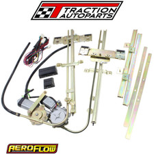 Aeroflow Electric Power Window Kit W Switches & Wiring for 2 Doors W Flat Glass