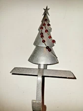 Metal Tree w/ Red Beads Christmas Stocking Hanger Holder Hook Heavy 9.5"