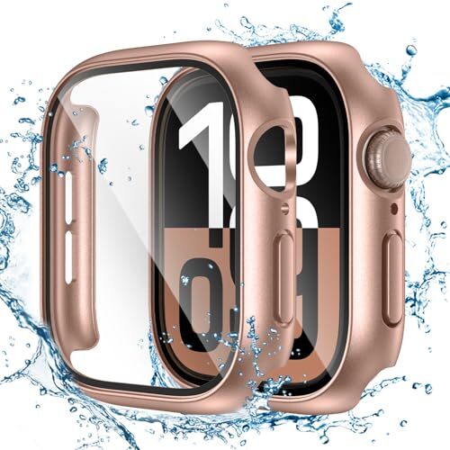 for Waterproof Apple Watch Screen Protector Case for 42mm Series 10 Rose Gold
